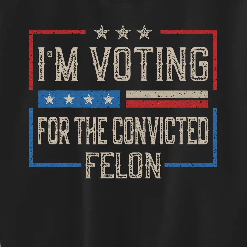 Voting For A Felon 2024 Vintage Us Flag Design Kids Sweatshirt