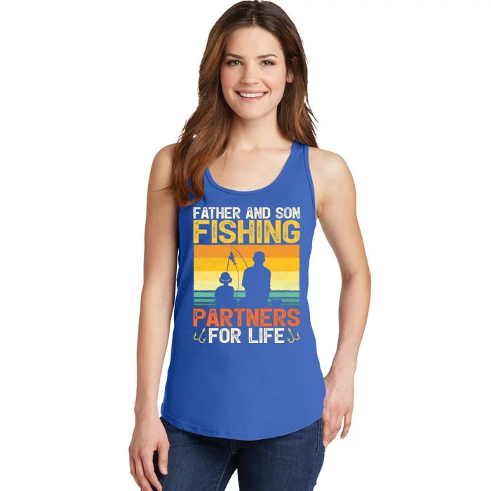 Vintage Father And Son Fishing Partners For Life Fathers Day Gift Ladies Essential Tank