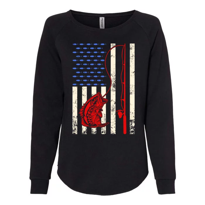 Vintage Fisherman American Flag Fishing Rod Fishing Lover Womens California Wash Sweatshirt