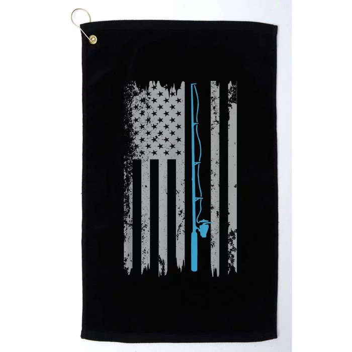 Vintage Fisherman American Flag Fishing Gift Platinum Collection Golf Towel