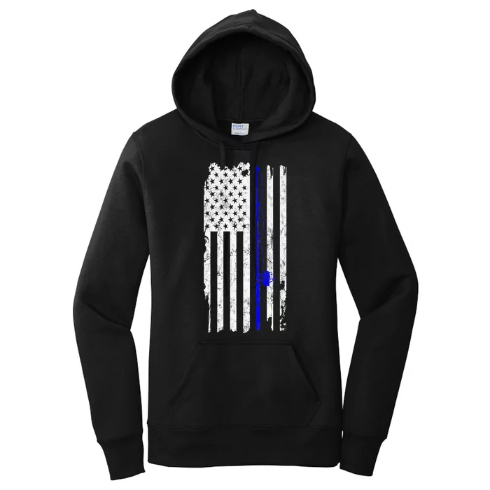 Vintage Fishing American Flag Gift Women's Pullover Hoodie