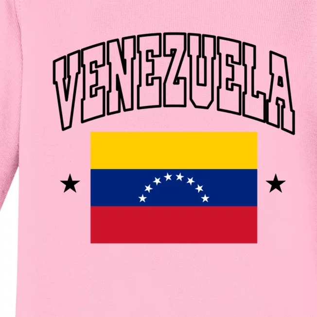 Venezuela Flag Athletic Souvenir Gift Baby Long Sleeve Bodysuit