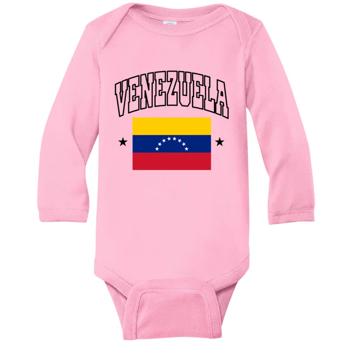 Venezuela Flag Athletic Souvenir Gift Baby Long Sleeve Bodysuit