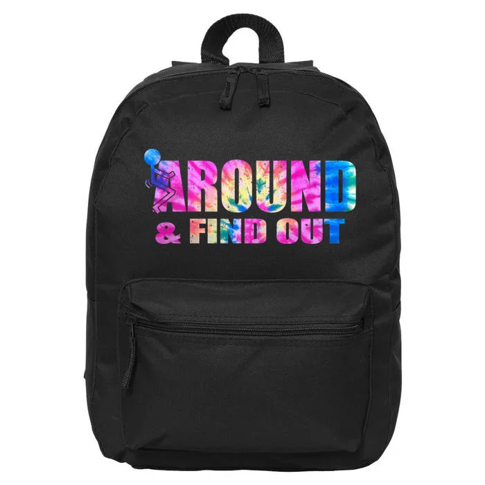 Vintaeg F Around And Find Out Tie Dye Lover Gift 16 in Basic Backpack