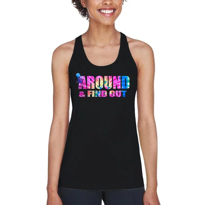 Vintaeg F Around And Find Out Tie Dye Lover Gift Women's Racerback Tank