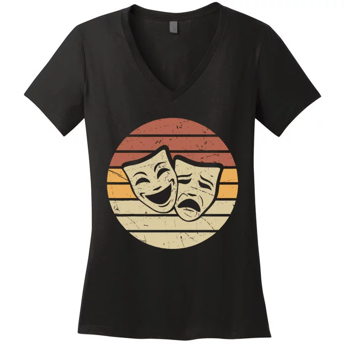 Vintage Face Actor And Actress In Theater Women's V-Neck T-Shirt