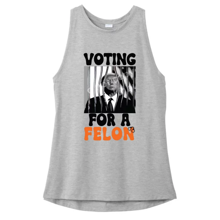 Voting For A Felon Ladies Tri-Blend Wicking Tank