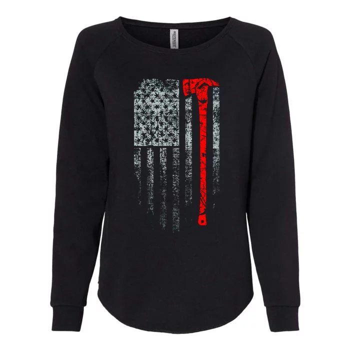 Vintage Firefighter American Grunge Flag & Axe Womens California Wash Sweatshirt