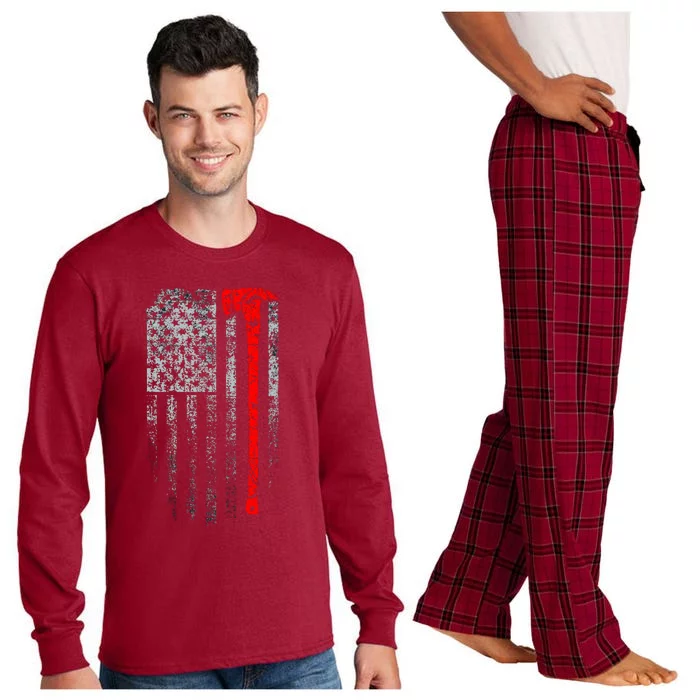 Vintage Firefighter American Grunge Flag & Axe Long Sleeve Pajama Set