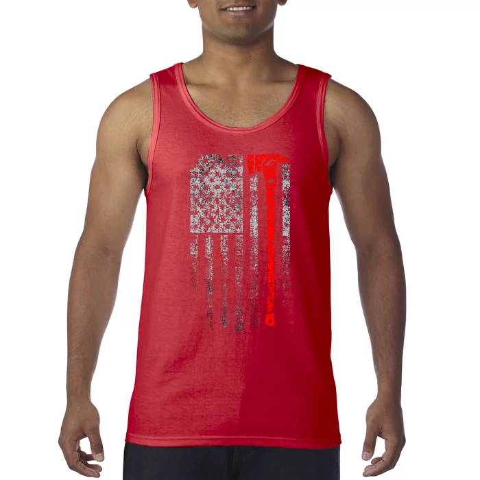 Vintage Firefighter American Grunge Flag & Axe Tank Top