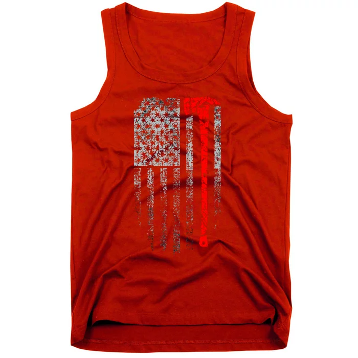 Vintage Firefighter American Grunge Flag & Axe Tank Top