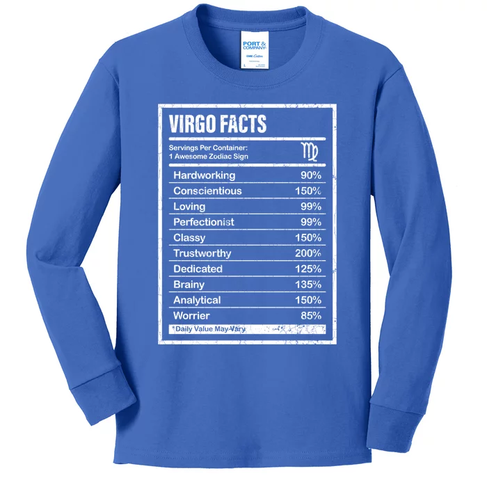 Virgo Facts And Funny Zodiac Gift Kids Long Sleeve Shirt