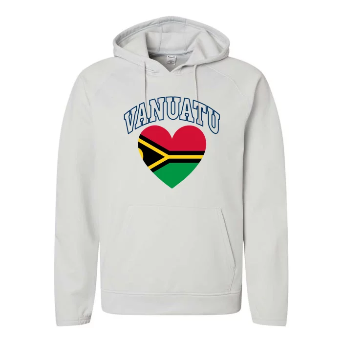 Vanuatu Flag Athletic Heart Souvenir Gift Performance Fleece Hoodie