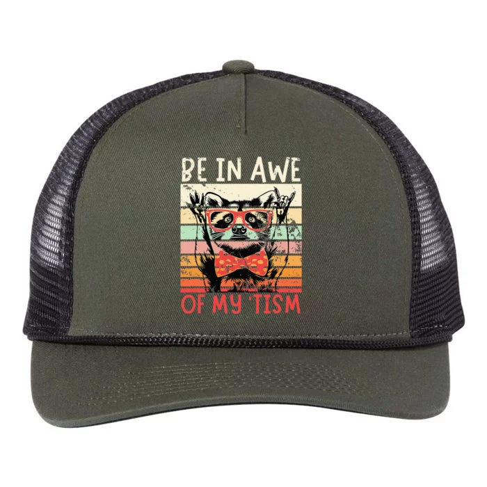 Vintage Funny Autism Be In Awe Of My Tism Adult Awe Tism Retro Rope Trucker Hat Cap