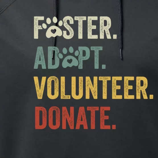 Vintage Foster Adopt Volunteer Donate Animals Rescue Shelter Performance Fleece Hoodie