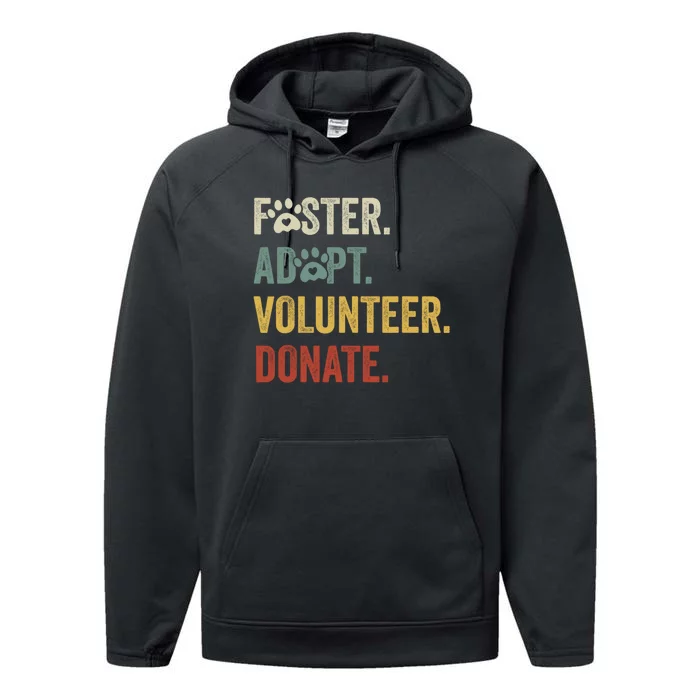 Vintage Foster Adopt Volunteer Donate Animals Rescue Shelter Performance Fleece Hoodie