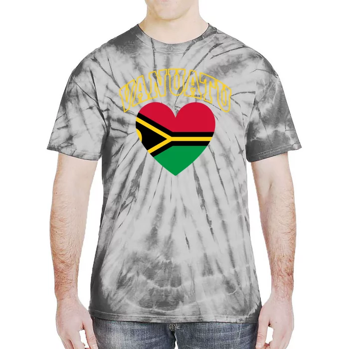 Vanuatu Flag Athletic Heart Gift Tie-Dye T-Shirt