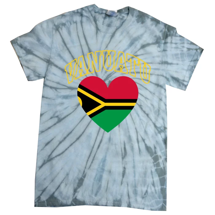 Vanuatu Flag Athletic Heart Gift Tie-Dye T-Shirt