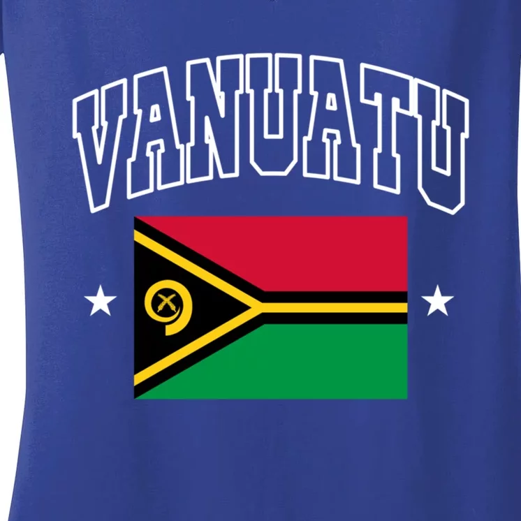 Vanuatu Flag Athletic Patriotic Design Meaningful Gift Women's V-Neck T-Shirt