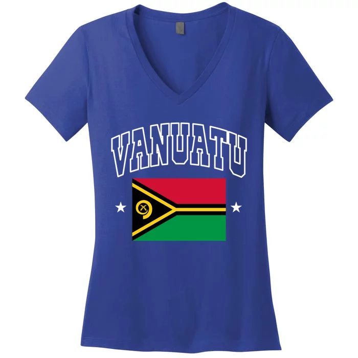 Vanuatu Flag Athletic Patriotic Design Meaningful Gift Women's V-Neck T-Shirt