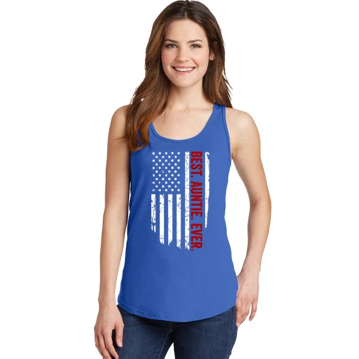 Vintage Funny American Flag Best Auntie Ever Funny Gift Ladies Essential Tank