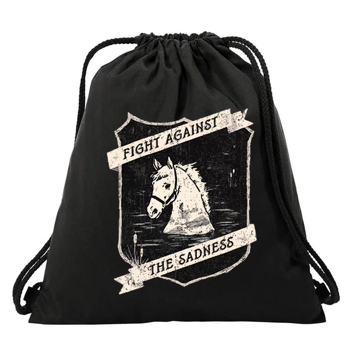 Vintage Fight Against The Sadness Drawstring Bag