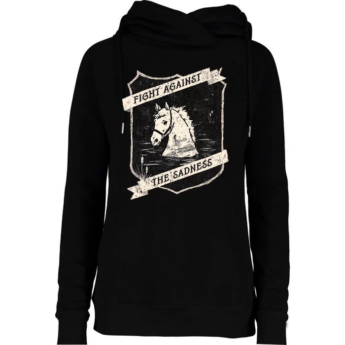 Vintage Fight Against The Sadness Womens Funnel Neck Pullover Hood