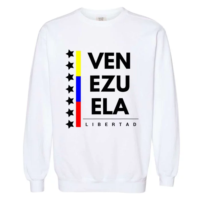 Venezuelan Flag Apparel 7 Stars Libertad Proud White Gift Garment-Dyed Sweatshirt