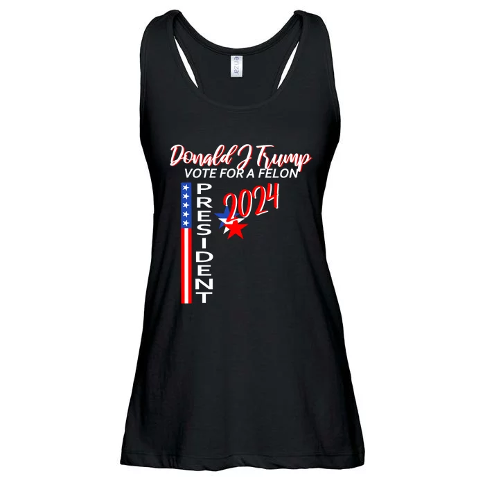 Vote For A Felon Donald J Trump 2024 Ladies Essential Flowy Tank