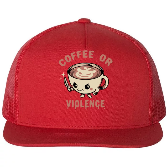 Vintage Funny Before Coffee I Choose Violence Flat Bill Trucker Hat