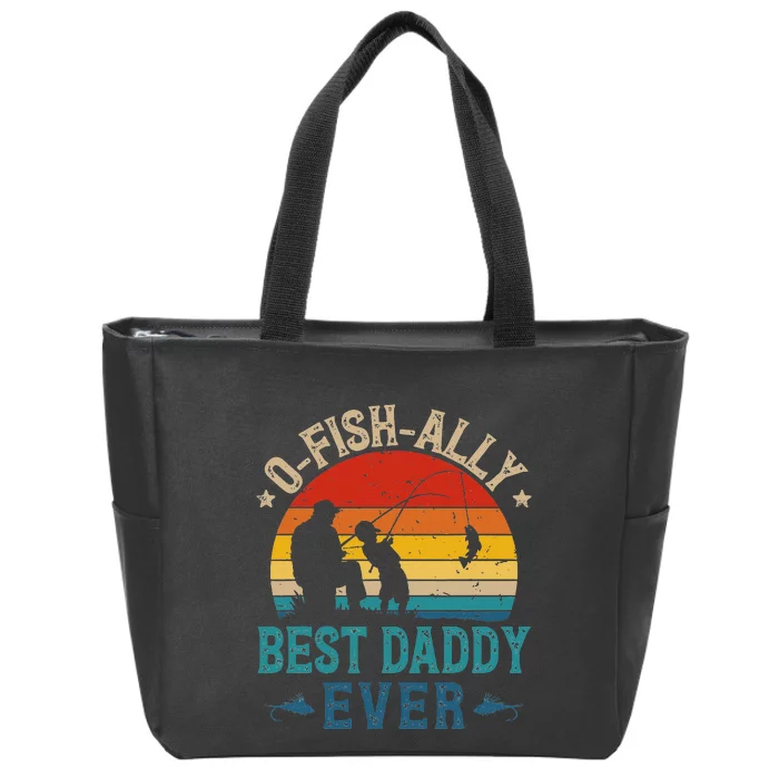 Vintage Fishing Best Daddy Ever Ofishally Sunset Fisherman Zip Tote Bag