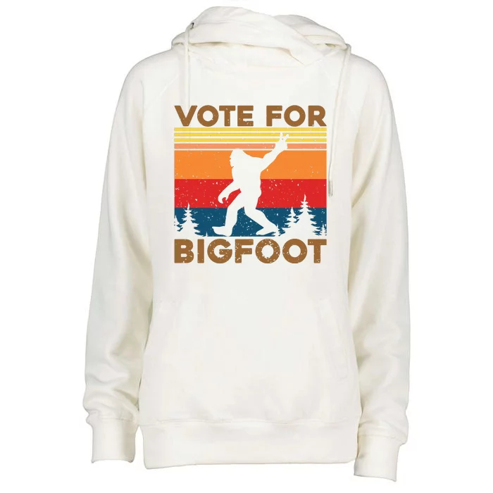 Vote For Bigfoot Womens Funnel Neck Pullover Hood