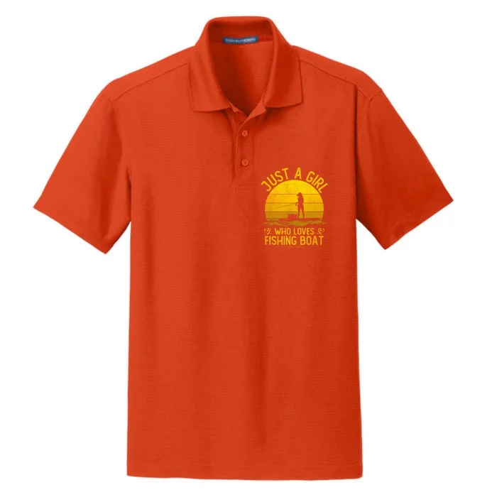 Vintage Fishing Boat Just A Who Loves Fishing Boat Funny Gift Dry Zone Grid Performance Polo