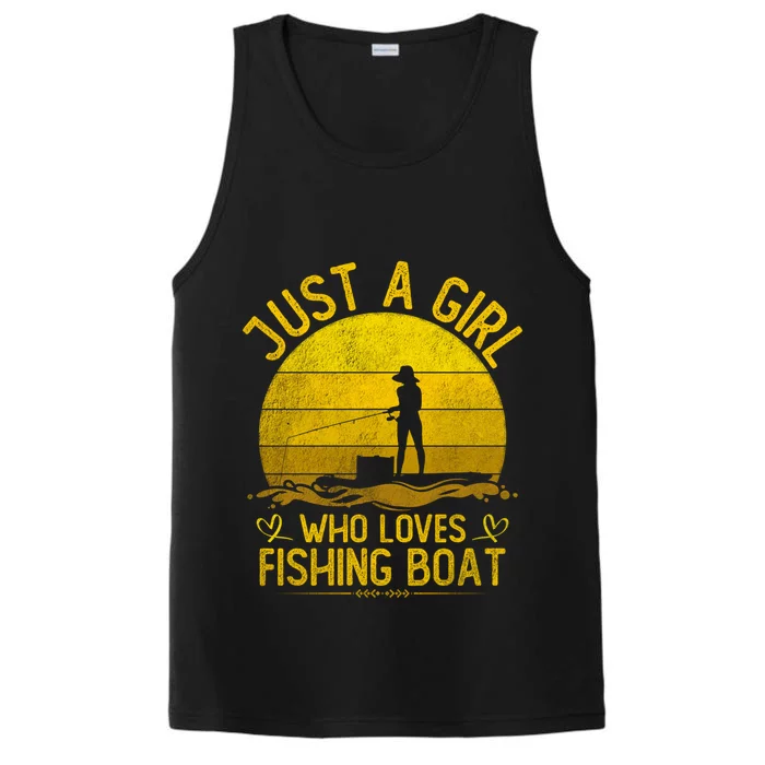 Vintage Fishing Boat Just A Who Loves Fishing Boat Funny Gift Performance Tank