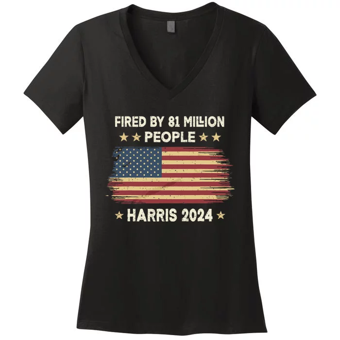 Vintage Fired By 81 Million People Kamala Harris 2024 Women's V-Neck T-Shirt