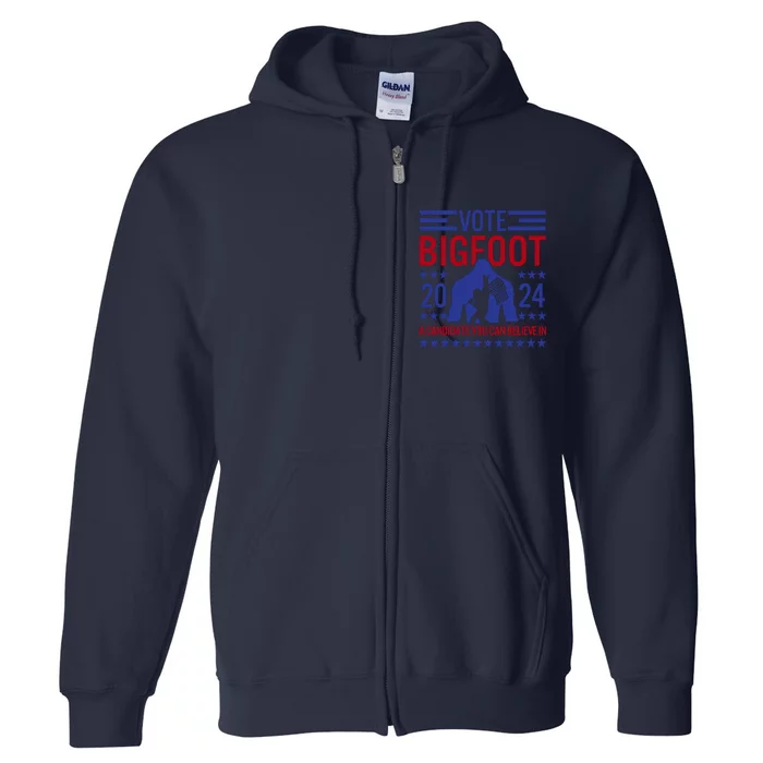 Vote For Bigfoot 2024 Funny Sasquatch Presidential Election Full Zip Hoodie