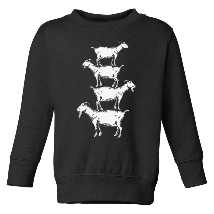 Vintage Four Buck Goats Over Each Other Farmer Goat Lovers Toddler Sweatshirt