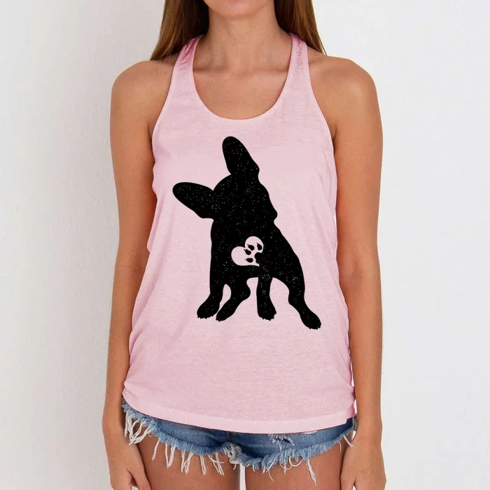 Vintage French Bulldog Dog Valentine's Day Meaningful Gift Women's Knotted Racerback Tank