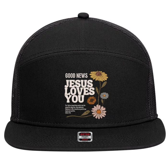 Vintage Faith Based John 3 16 7 Panel Mesh Trucker Snapback Hat