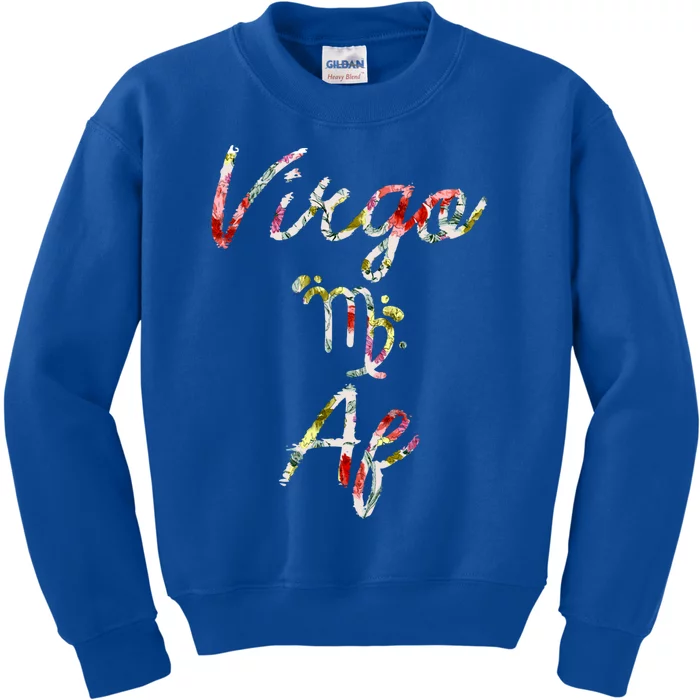 Virgo Floral Born In August September Birthday Gift Virgo Gift Kids Sweatshirt