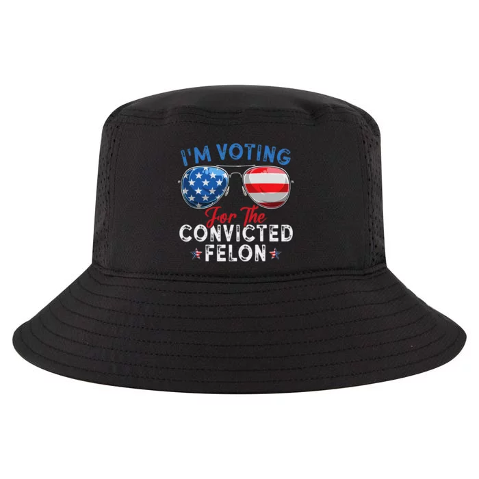 Voting For Convicted Felon Retro Flag Cool Comfort Performance Bucket Hat