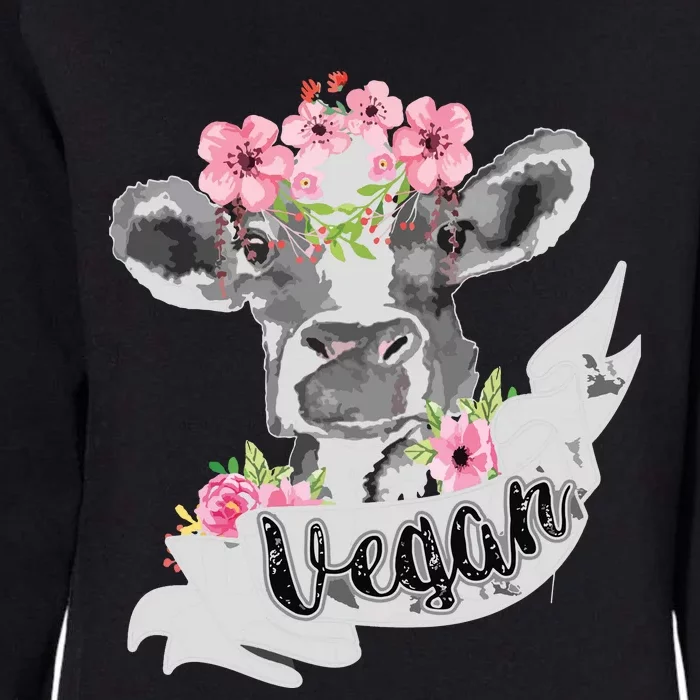 Vegan Funny Cow With Flower Headband Gift Womens California Wash Sweatshirt