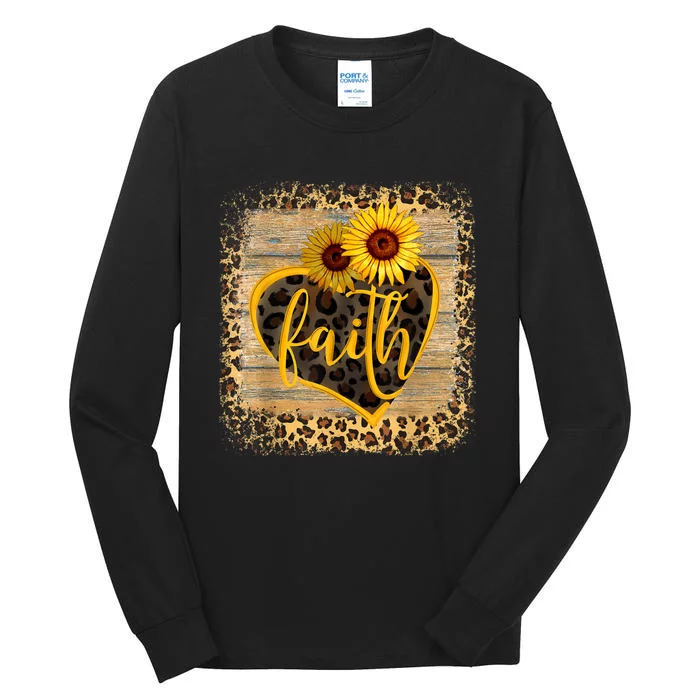 Vintage Faith Cross Sunflower Butterflies Flowers Christians Tall Long Sleeve T-Shirt