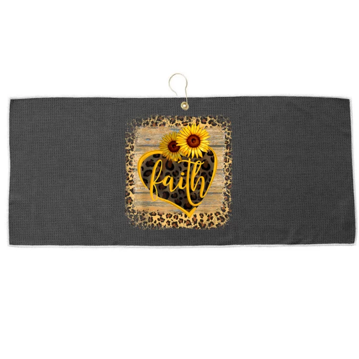 Vintage Faith Cross Sunflower Butterflies Flowers Christians Large Microfiber Waffle Golf Towel