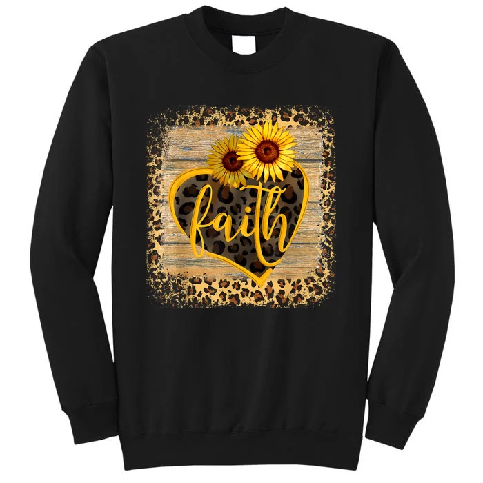 Vintage Faith Cross Sunflower Butterflies Flowers Christians Tall Sweatshirt