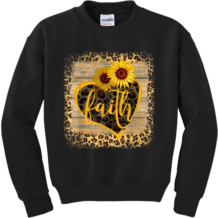 Vintage Faith Cross Sunflower Butterflies Flowers Christians Kids Sweatshirt