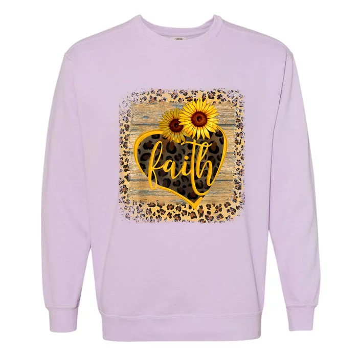 Vintage Faith Cross Sunflower Butterflies Flowers Christians Garment-Dyed Sweatshirt