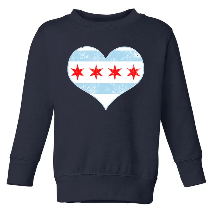 Vintage Faded Chicago Flag Heart Gift Toddler Sweatshirt