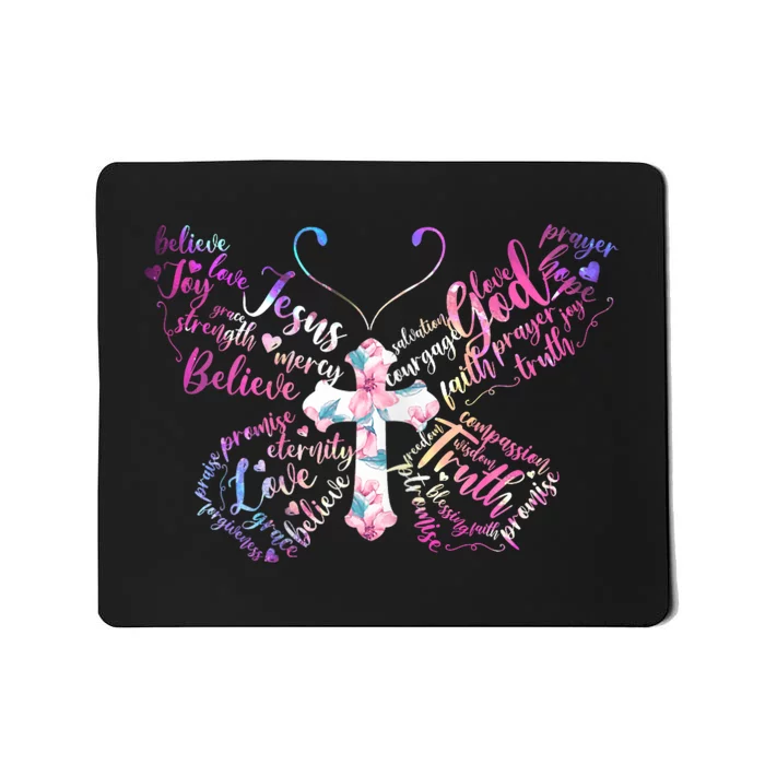 Vintage Faith Cross Sunflower Butterfly Christian Mousepad