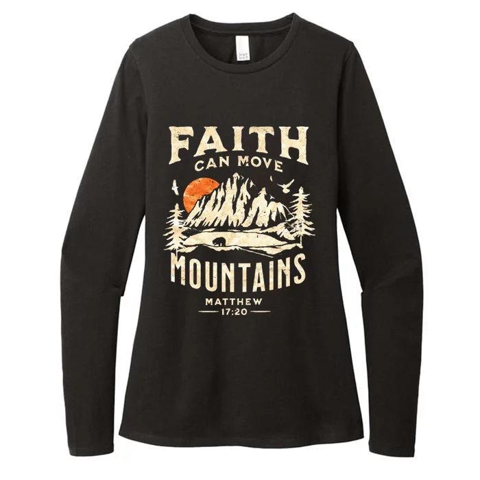 Vintage Faith Can Move Mountains Christian Womens CVC Long Sleeve Shirt